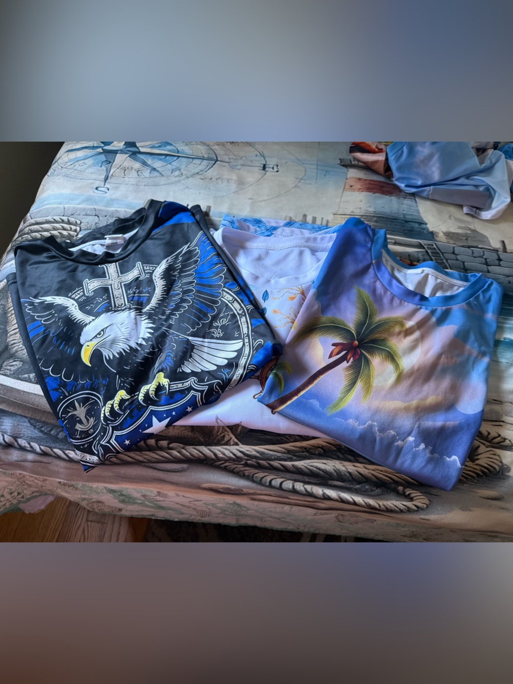 Set of 3 Graphic Tees, USA & Beach Themed